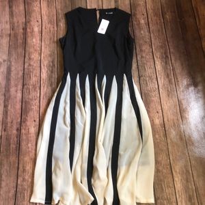 NWT OASOP Black & White Chiffon A-Line Formal Dress Sz M